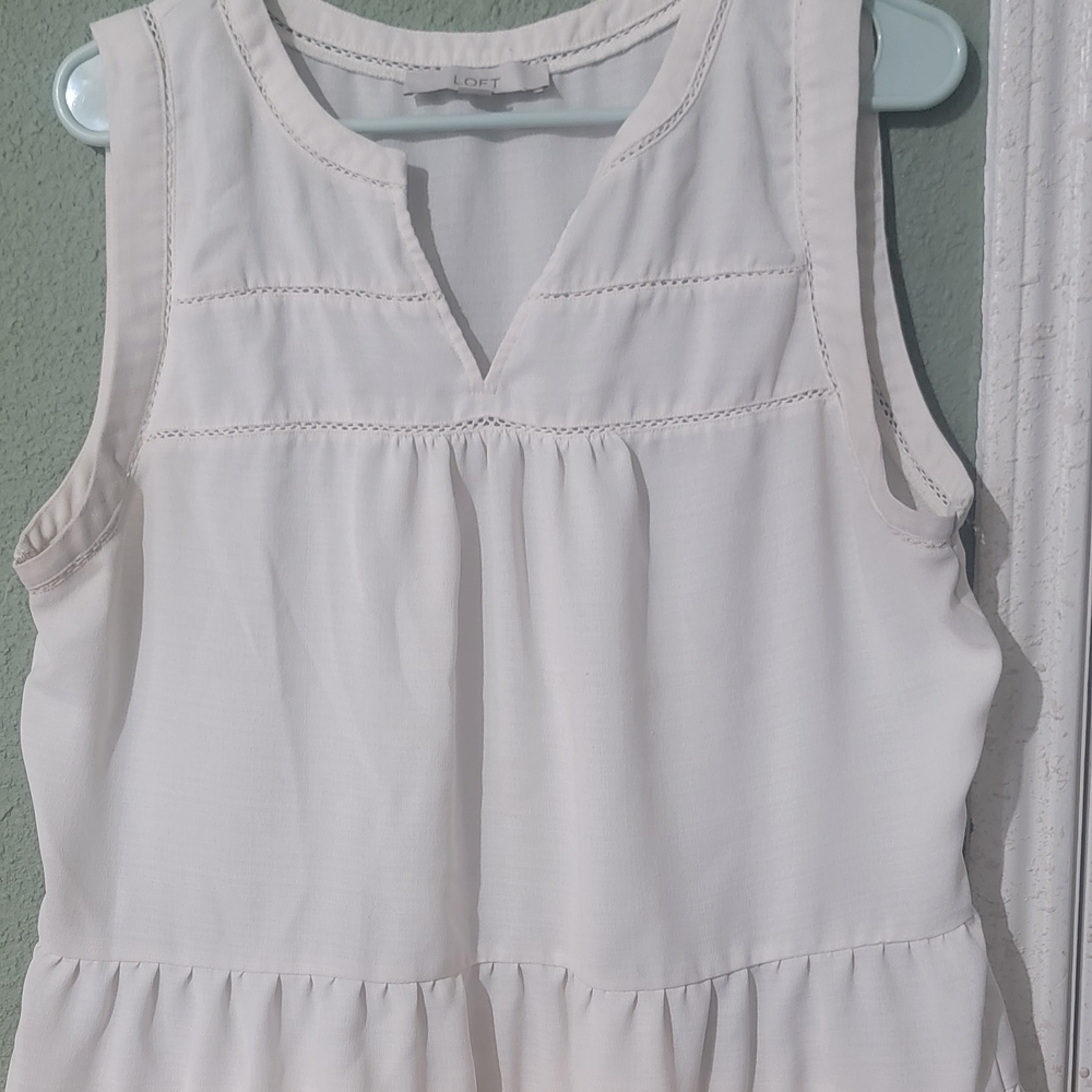 LOFT White Pleated Blouse